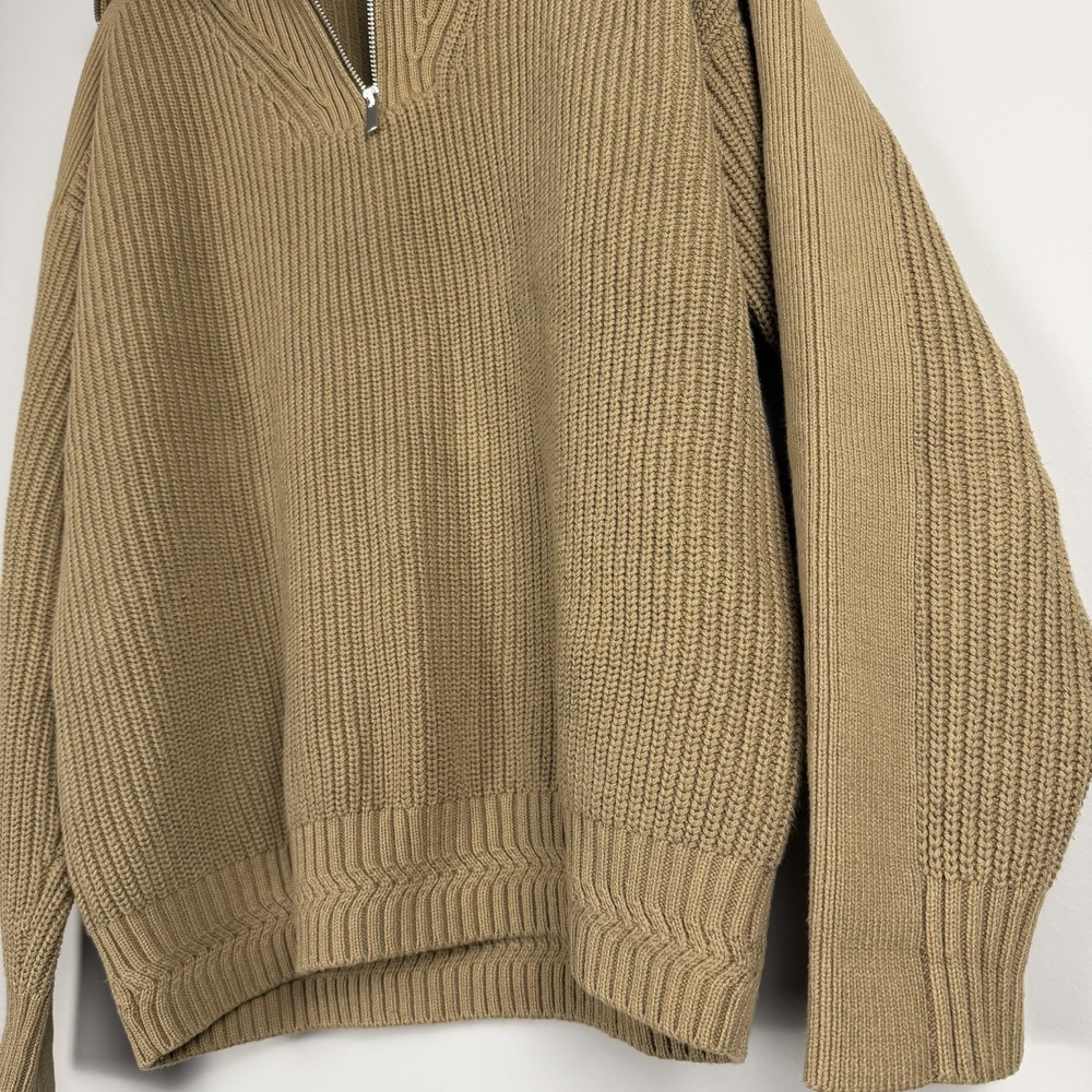 TOPMAN Hester Ribbed Knit Sweather Half Zip Mens Size Large High Collar Pullover - Picture 5 of 16